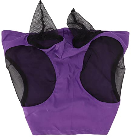 Blaihild Máscara contra Moscas de Caballo, Máscara Facial de Malla Elástica Transpirable con Orejas, 17,3x14,2 Pulgadas, Ideal para Caballos Durante la Equitación y Actividades Al Aire Libre (Purple)