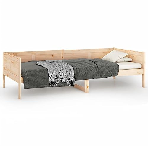 Mhdvray Massivholz Tagesbett 80x200 Kiefer unbehandelt, rustikales Daybed als Sofa & Schlafplatz, Robustes Bettgestell for Guest Room, Home Office & Kinderzimmer