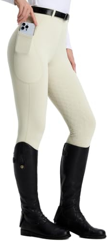 baleaf Women's Horse Riding Leggings Jodhpurs Breeches Ladies Equestrian Tights Full Seat Silicon Grip Winter Horseback with Pockets