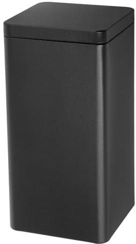 Beatifufu Rectangular Metal Storage Tin with Lid 16.7cm Deep Space Gray | Tinplate Sealed Container for Tea and Snacks, Kitchen Canister