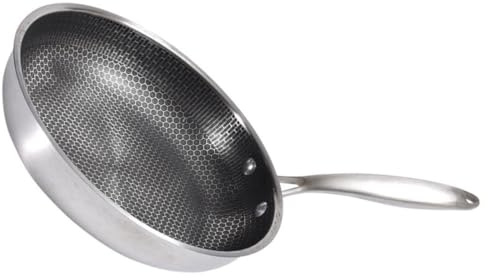 SOESFOUFU Padella Acciaio Inox Nido d Ape Antiaderente Ergonomica Manico Resistente alla Corrosione Fondo Piatto per Cottura Uniforme su Tutti i Piani Cottura Leggera e Compatta per Uso