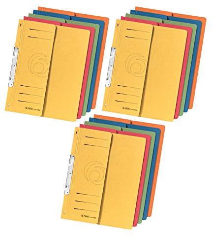 Herlitz 5976055 Einhakhefter A4 mit 1/2 Vorderdeckel und kaufmännischer Heftung (Einhakhefter A4, sortiert | 15er Pack)