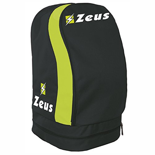 Zeus Zaino ULYSSE Borsa A Spalla Calcio Calcetto Basket Piscina Tennis Sport 33 X 30 X 52 cm (Grigio Scuro-Giallo Fluo)