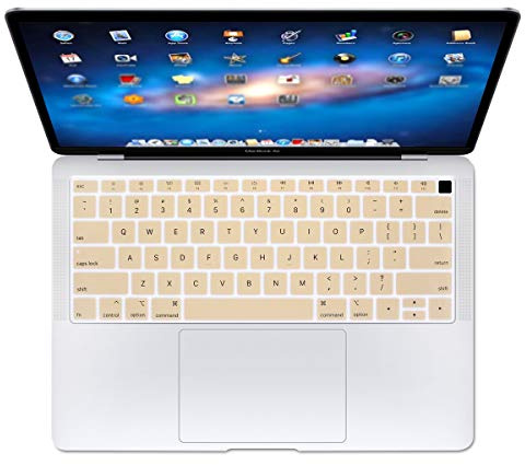 Se7enline for MacBook Air Keyboard Cover 13 inch 2018-2023 A1932 | Silicone Waterproof Dustproof Durable Washable Laptop Accessories US Layout 2023 2022 2021 2020 2019 2018,Gold