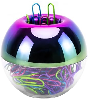 Rainbow Paper Clips Holder Medium Holographic Paper Clip Dispensers 100pcs 28mm Colorful Paperclips for Desk Organizer Accessories (Rainbow)