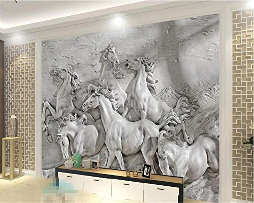 Papier Peint Panoramique 3D Tapisserie Intissé Murales poster geant photo Décoration Murale Effet Trompe Loeil 150x105cm Cheval de secours