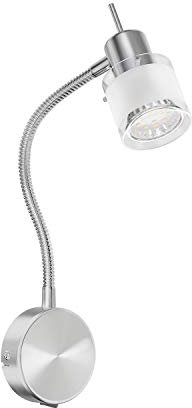 ledscom.de Leselampe MIRAS mit Schwanenhals, Schalter und Stecker, inkl. LED GU10 Lampe (warmweiß, 2,339W, 227lm, 110°)