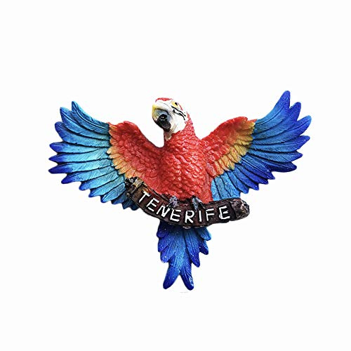 Kühlschrankmagnet, Motiv: Spanien, Teneriffa, 3D-Aras, Papagei, Souvenir, Geschenk, handgefertigt, Dekoration für Zuhause und Küche, Teneriffa, Kühlschrankmagnet-Kollektion