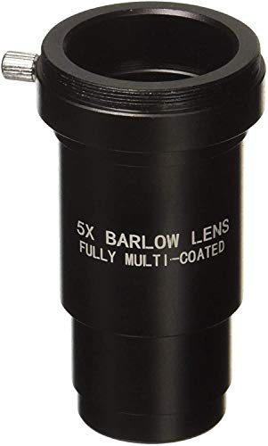 SOLOMARK 3,2 cm 5X entièrement noirci lentille de Barlow adaptateur T pour télescopes – Accepte des filtres de 3,2 cm – Peut également être utilisé pour la photographie astronomique – Revêtement