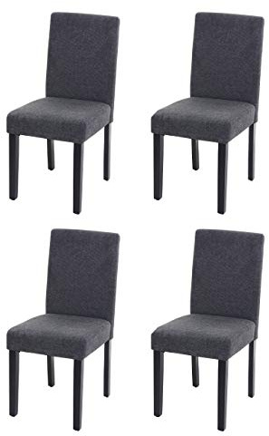 Mendler 4er-Set Stuhl Littau - Textil, anthrazitgrau, dunkle Beine | Esszimmerstuhl, Küchenstuhl