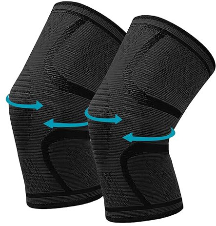 Wicket Knee Brace for Pain Relief and Support – 2-Pack Compression Knee Sleeves for Men and Women, Knee Support for Running, Sports, Arthritis, Meniscus Tear, ACL Injury Recovery S-XL