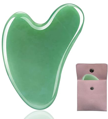Gua Sha Stein Natürliches Herzform Gesichtsbehandlung Massagewerkzeug, Frauentag Geschenk Akupunktur Therapie Triggerpunkt Anti-Aging (Hellgrün)