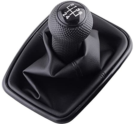 NICOLIE 5/6 Gang Schaltknauf Hebel Shifter Gaitor Stiefel Pu Leder Kompatibel Mit Vw 2003-2008 Golf 4 Iv Mk4 GTI R32 Jetta - 5-Gang-Schwarz