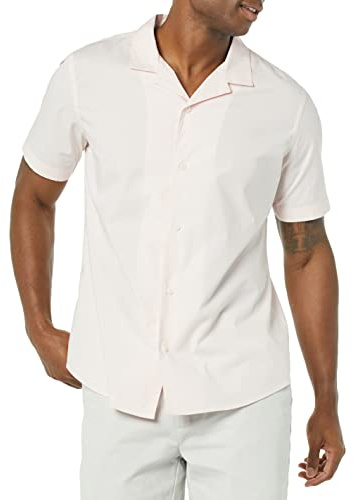 Amazon Essentials Camicia Estiva in Cotone a Maniche Corte Stile Resort Colletto con Bottoni Uomo