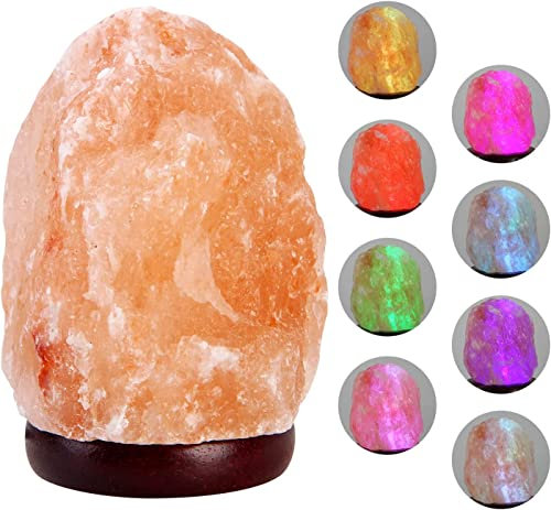 Veilleuse en sel de l'Himalaya avec télécommande, 16 couleurs changeantes et 4 modes d'éclairage LED USB, mini lampe de sel rose en cristal naturel pour décoration d'intérieur et cadeau