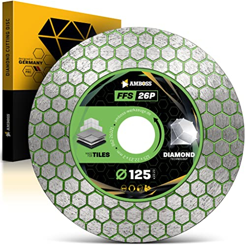 Amboss Diamant Trennscheibe FFS 26P Ø 125 mm x 22.2 - Trennen von Feinsteinzeug/Keramikfliese/Natursteinfliesen/Marmorfliesen/Granitfliesen - Diamantscheibe/Diamanttrennscheibe Winkelschleifer
