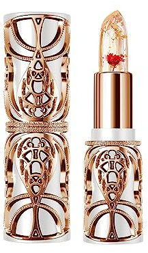 Color Changing Lipstick Lip Balm - Pink Lip Tint Stain Temperature Color Changed - Long Lasting Moisturizer Jelly Lip Stick with Flower in Design - for Day & Night Use (1pcs red flower)