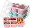 MEEYUU 4 Pack Bento Lunch Box for Adults and Kids, 5-Compartment Meal Prep Container for Kids, Reusable Food Storage Containers with Transparent Lids, Microwaveable (2 x Pink & 2 x Green)