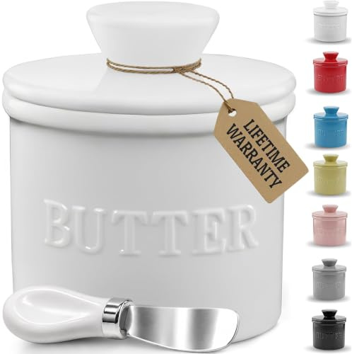 PriorityChef - Mantequilla francesa con tapa, mantiene la mantequilla untable y fresca, mantequera para dejar en la encimera, plato de mantequilla francesa perfecto para pan y tostadas, regalo ideal