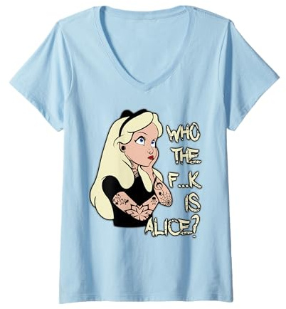 Damen Who The F..k is Alice? T-Shirt mit V-Ausschnitt