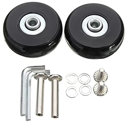 LOTOWELZON 2Stück Doppelter Typ Schwarz Mute Gepäck-Ersatzrollen 50mm Dicke 14mm mit 6mm Kugellagern Reparatur-Kits ABEC 608zz für Koffer und Inline Outdoor Skate (OD50xThk14mm/1.97x0.55in)