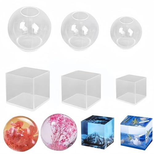 Accfore Lot de 6 moules en résine époxy en forme de sphère | Boule de cristal sans couture, bougie, savon, bombe de bain, décoration d'intérieur