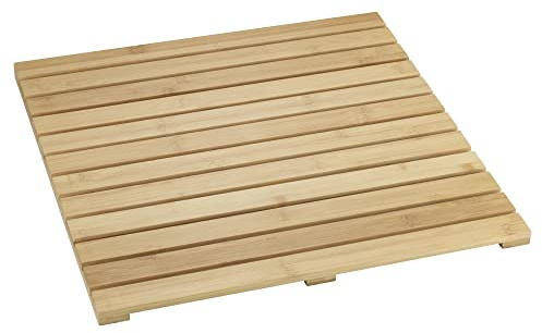 Basera Bambusmatte Natur für Badezimmer mit Anti-Rutsch-Pads (50 x 50 cm)