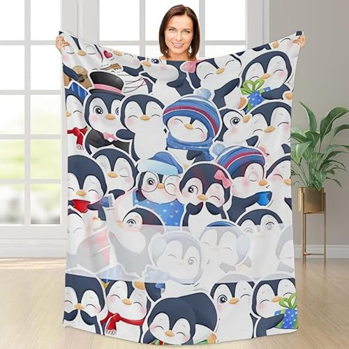 ZQYMM Babydecke mit Namen Geburtsdatum Personalisiert Decke Individuelle Baby Decke Junge Mädchen kuschelig weich Kinderdecke Namensdecke für Geburtstag, Pinguin Geschenke