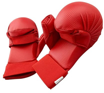 JISADER Guantes de Karate Guantes de Kickboxing, Guantes de Artes Marciales livianos portátiles, Guantes de Boxeo, Guantes de MMA para Saco de Boxeo, Rojo m