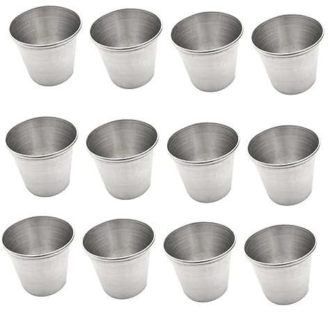 BESTonZON Edelstahl Schnapsbecher 12 Stück 45ml Tragbare Trinkbecher Rostfrei Bruchsicher für Whisky Kaffee Wasser Saft Bar Zuhause Party