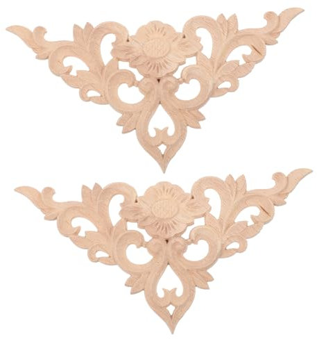 MAGICLULU 2stücke Holz Geschnitzte Applikationen Elegante Holzornamente Für Möbel Dekorative Wandverzierung Hochwertige Handwerkskunst Für Stilvolle Wohnräume