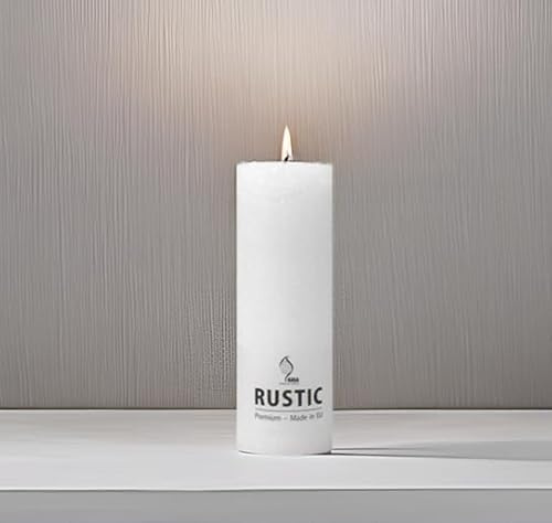 Gala Rustik Stumpenkerze - Weiß - 1 Stück - 19 x 6,8 cm - Dekorative Haushaltskerzen - Lange Brenndauer - Unparfümiert - Natürliches Pflanzenwachs - Ohne Palmöl - Advent - Weihnachten - Kerzen