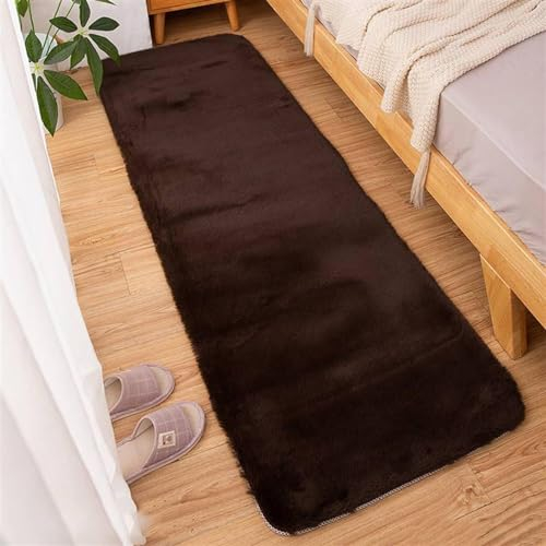 ZWPILY Hochflor Teppich, Einfarbig, Flauschiger Langflor Teppich, Shaggy Flokati, Rechteckig, Pflegeleicht, Wohnzimmerteppich - Fellteppich - Modern Kunstfell Carpet für Schlafzimmer,Braun,200x300 cm