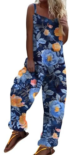 Vasreyy Wickelhose Damen Jumpsuit Sommer Elegant Mädchen Outfits Der 8Er Musselin Set Sexy Haremshose Schwarz(3XL,Königsblau)