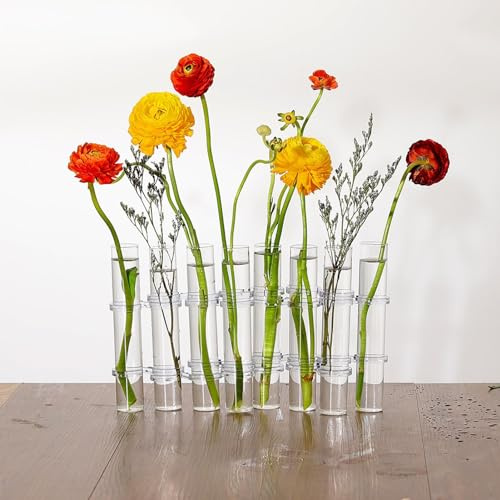 Creative Glass Test Tube Vases, Clear Tube for Flower, Hinged Vase Plant Container, Home -ce Table Decor