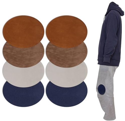 8 Stück Wildlederflecken Gross, Oval Ellbogen und Knie Patches Wildlederflecken für Pullover Selbstklebende Wildlederflecken 14x11 cm Bügeleisen für Reparatursatz Hose Jacken Pullover (Set B)