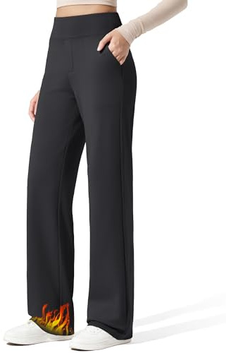 G4Free Wide Leg Sweatpants Women High Waisted Fleece Lined Pants with Pockets Winter Pants Casual Workout Work Dressy Outfit (Black,M,29)