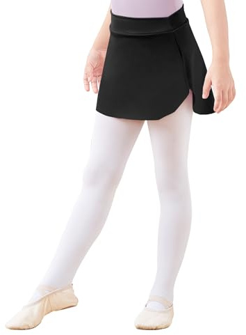 Dayrose Dance Skirts for Girls, Pull on Elastic Waist Girls Ballet Skirt, A-Line Side Split Toddler Dance Skirt Black