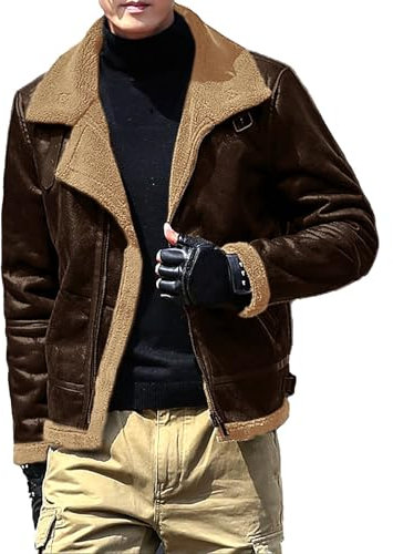 Spring Deals Cocila Chore Jacket Integrated Lamb Men'S Jacket With Thickened Suede Jacket For Warmth Hooded Leather Jacket Men Funnel Neck Wool Coat Mens Mens Combat Warehouse Clearance Uk Pallets