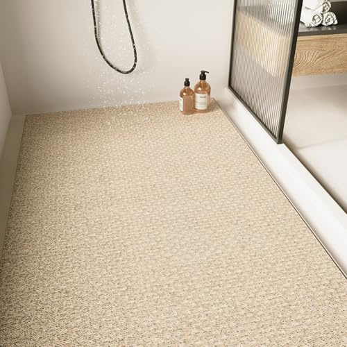 Große Duschmatte – rutschfest, Anti-Schimmel, Luffa, bequeme, weiche Badematte mit Ablaufloch, waschbar und schnell trocknend, Badezimmer-Bodenmatte, Massagefüße (Weiß, 50 x 80 cm)