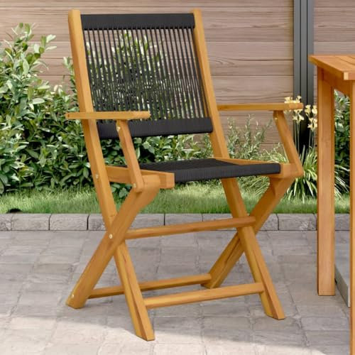 Xichuzi Gartenstühle 2 STK. Schwarz Massivholz Akazie und Polypropylen, Gartenmöbel, Terrassenstühle, Balkon Stühle, Balkonstuhl, Garten Stühle Für Draussen - 367666