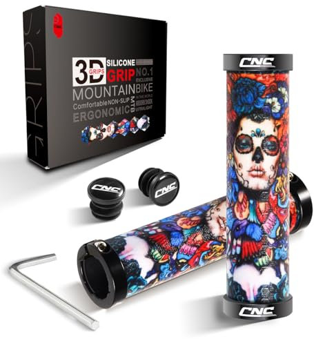 CNCLOL Fahrrad Lenkergriffe,MTB Fahrradgriffe 22mm aus Silikon,Fahrrad handgriffe Doppel Lock-On Design für MTB/Mountainbike.