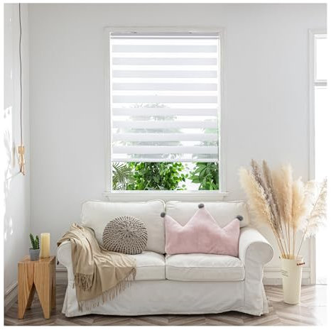 Zebra Day Night Roller Blinds - Made to Measure Day and Night Roller Window Blind with Light Filtering Privacy - Easy Fit Custom Roller Blind by Aprica (Colour White - Width 120cm Max - Drop 160cm)