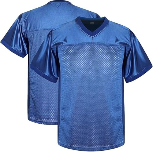 KUAIPAO Youth Blank Football Jersey, Kid's Hip Hop Jersey Sports T-Shirt for Party(M, Blue01)