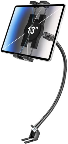 Car Seat Rail Tablet Holder for Truck, Gooseneck Heavy-Duty Front Passenger Seat Tablet Mount, 20inch Adjustable Metal Arm Compatible with 4-13 iPad Pro Air Mini, iPhone, Galaxy Tabs, Z Fold, Fire HD