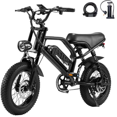E-RIDES JugendElektrisches Fahrrad 16 3.0 Fat Tire, Abnehmbare Batterie 36V 13Ah, E-Bike mit 3 Fahrmodi, Intelligentes LCD-Display, Doppelbremse, Reichweite 30-60km (unter 180 cm)