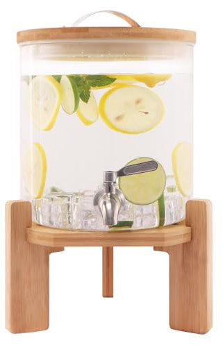 Drink Dispenser,6 litres Glass Water Dispenser with Stand,Beverage Dispenser,Drink Dispensers for Parties,Bars,Restaurants