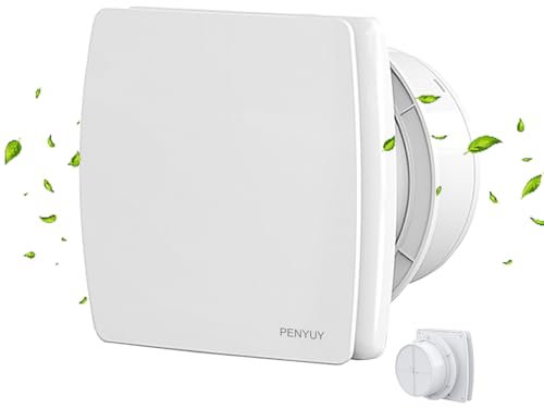 PENYUY Extractor de baño silencioso y potente de 100 mm con temporizador, extractor de ventilador de baño con solapa de reflujo, 95 m³/h, 12 W/34 dB para baño, cocina, inodoro