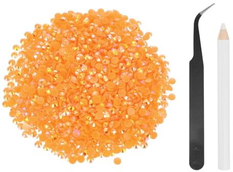 sourcing map 2500 diamantes de imitación de resina con parte trasera plana, SS20 de 5 mm, gemas de brillo redondas a granel con herramientas de recogida para manualidades, vasos, tazas, ropa, color