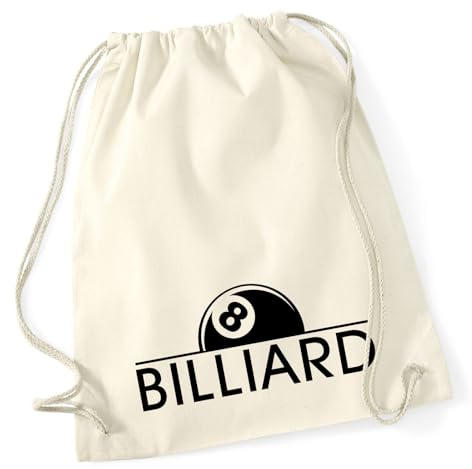 Huuraa Turnbeutel Billard Snooker Geschenk | Sportbeutel 12 Liter Natural Baumwolle Beige Rucksack Geschenkidee Unisex Beutel mit Kordelzug Baumwollbeutel